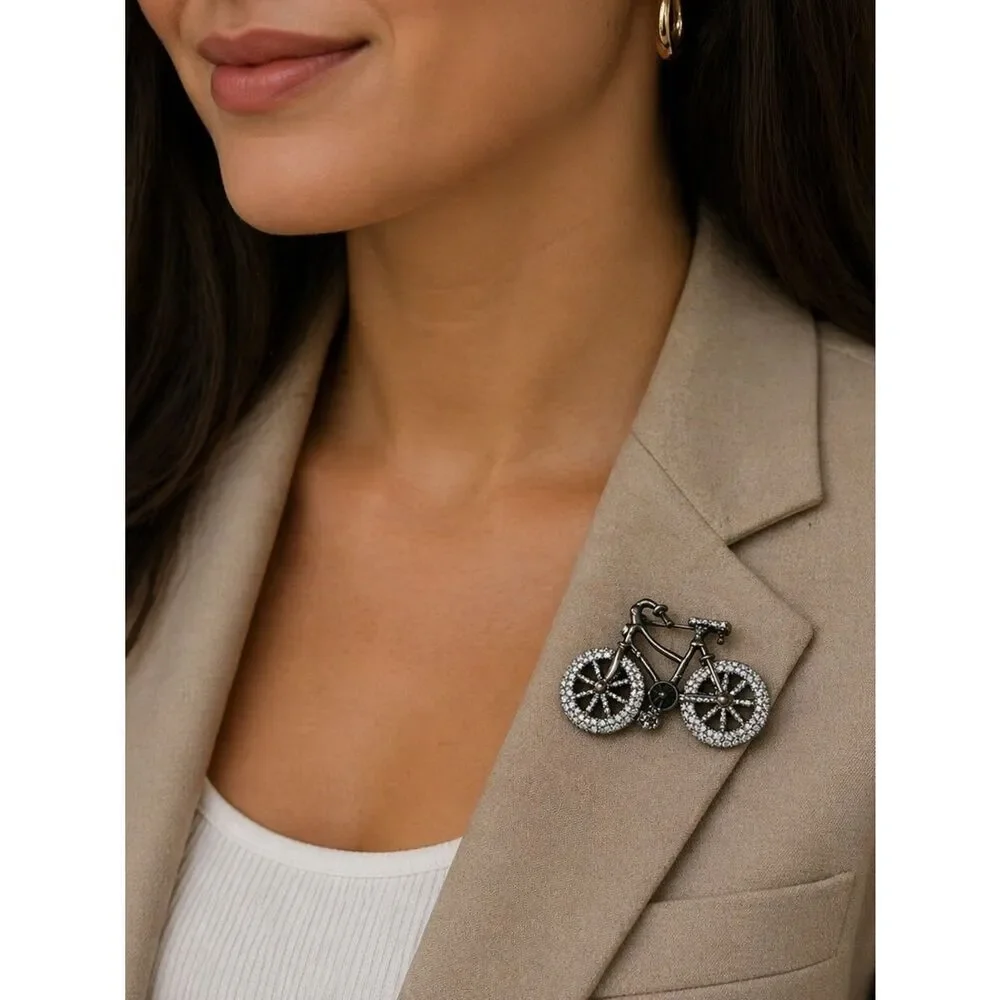 Vintage Sparkling Bicycle Brooch